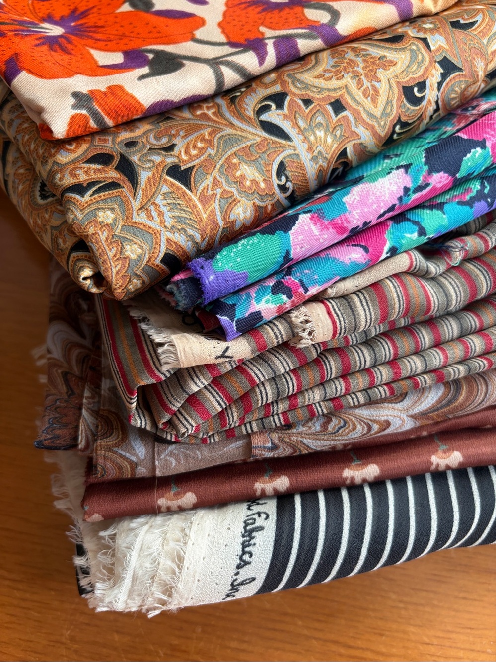Fabric, SET Silky Polyester, Set, 7 Pieces, Vintage